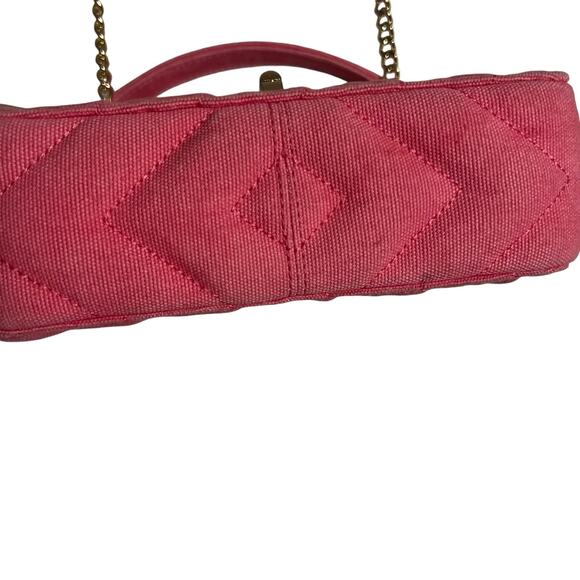 Sandro Pink Yza Quilted Gold Chain Canvas Bag - Picture 9 of 12